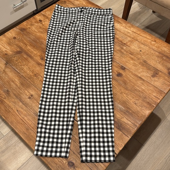 Renuar Black/White Checkered Gingham Stretch Cropped Ankle Pants Women’s 4 EUC‎ - Picture 3 of 12